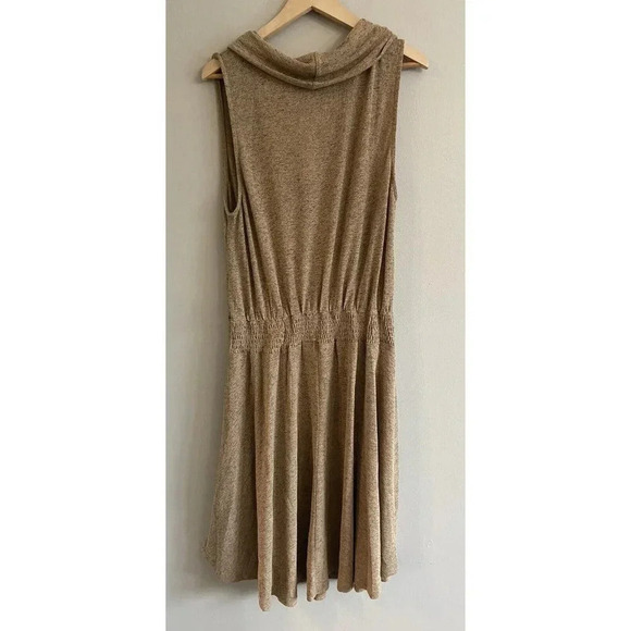 NWT Soft Surroundings Kerry Dress Tan Cowl Neck Smocked Waist Large L New - Picture 3 of 4